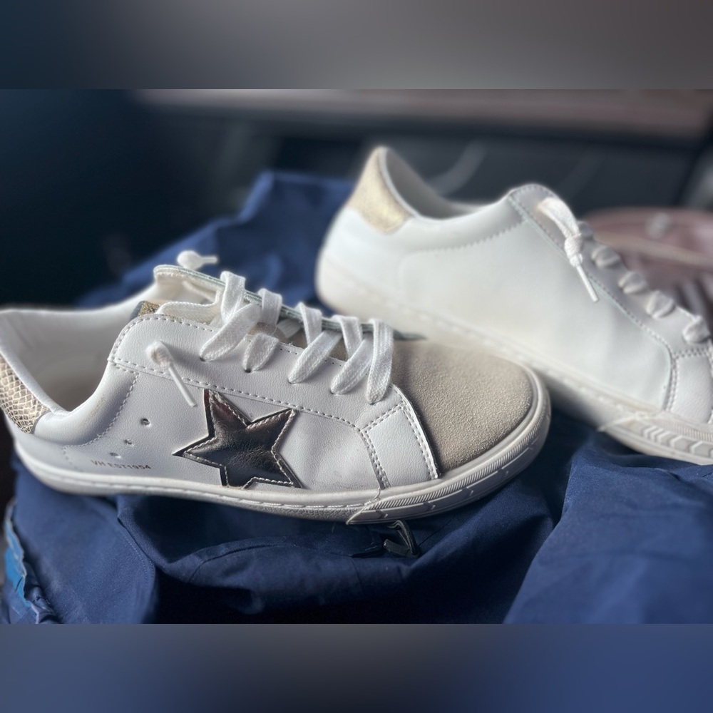 Vintage Havanas White and Gold  Star Sneakers